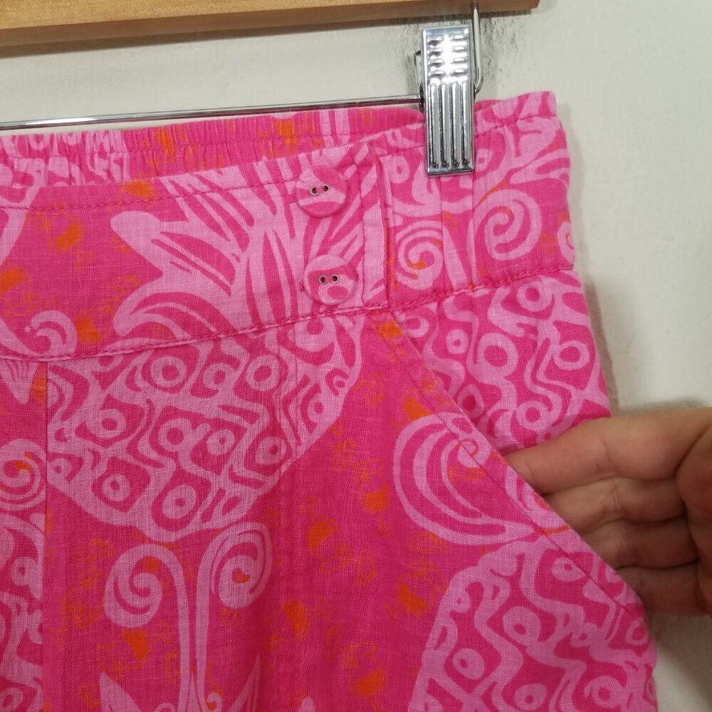 Lilly Pulitzer Linen Blend Wide Leg Pull-On Pants Pink Size XS - Picture 3 of 9